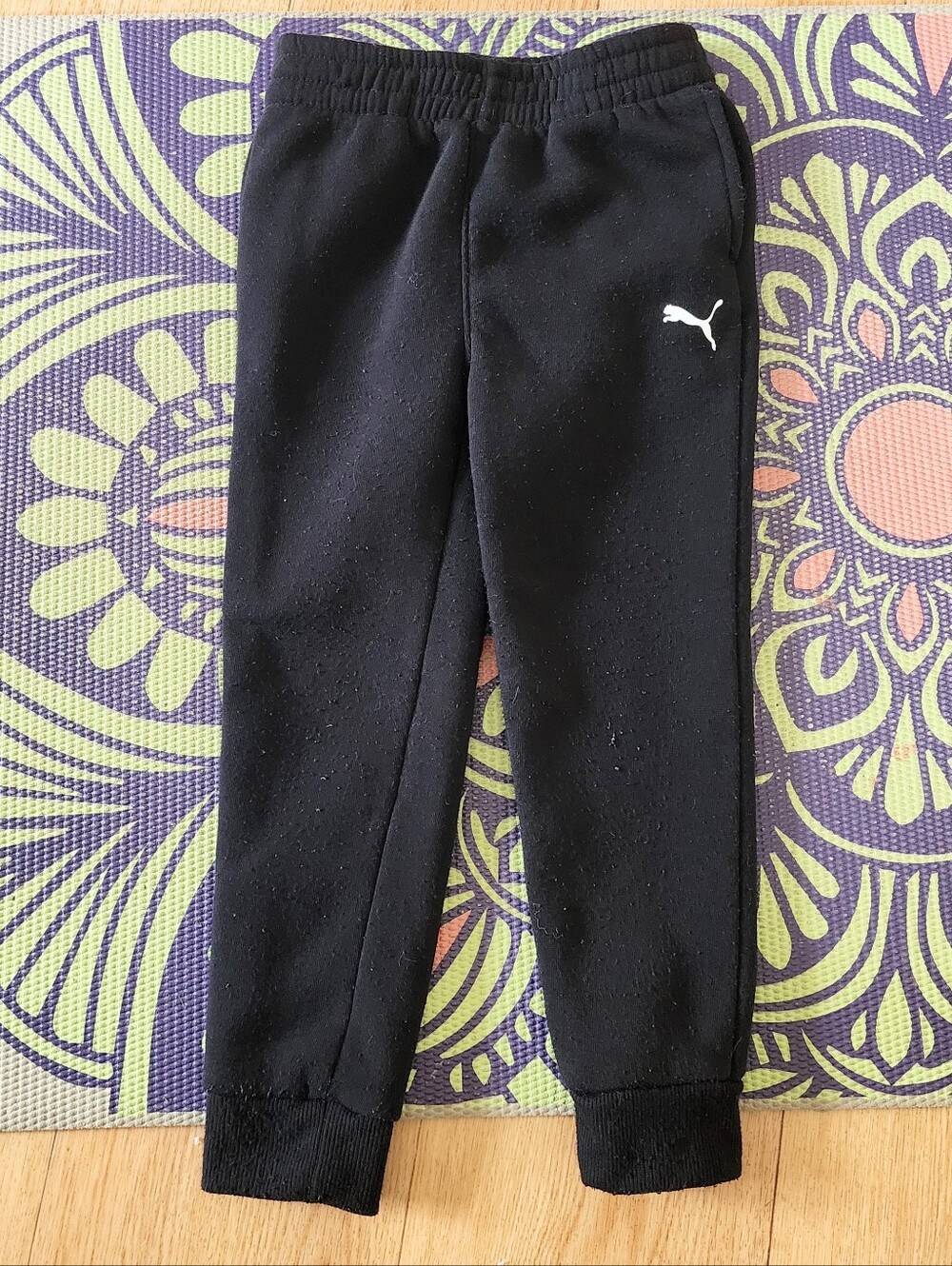 Puma Black Kids Sweat Joggers with White Logo